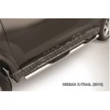 Пороги труба с накладками 76 мм для Nissan X-Trail 2015-2018