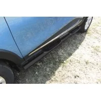 Пороги труба с накладками 76 мм чёрная для Renault Kaptur 4WD 2016-2024
