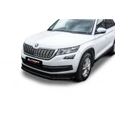 Защита передняя двойная 57-42 мм серебристая черная для Skoda Kodiaq 2016-2022