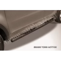Пороги труба с накладками 76 мм чёрная для SsangYong Actyon 2010-2024