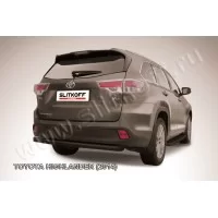 Защита заднего бампера 76 мм радиусная чёрная для Toyota Highlander 2014-2016