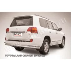 Защита заднего бампера двойная 76-42 мм серебристая для Toyota Land Cruiser 200 2012-2013