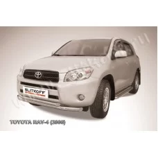 Защита передняя двойная 76-57 мм серебристая для Toyota RAV4 2006-2009