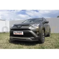 Защита переднего бампера 57 мм чёрная для Toyota RAV4 2015-2019