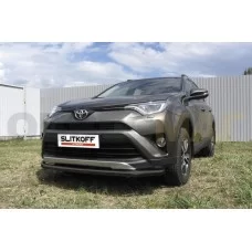 Защита переднего бампера 57 мм чёрная для Toyota RAV4 2015-2019