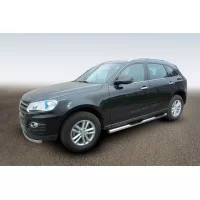 Пороги труба с накладками 76 мм для Zotye T600 2013-2021