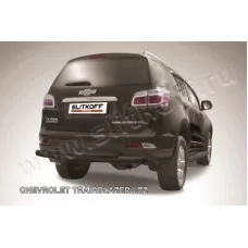 Защита заднего бампера двойная 57-57 мм чёрная для Chevrolet TrailBlazer 2013-2018