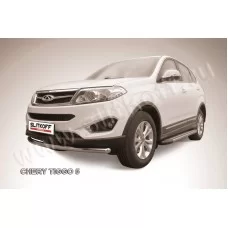 Защита переднего бампера 57 мм радиусная серебристая для Chery Tiggo 5 2014-2020