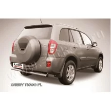 Защита заднего бампера 76 мм с проступью серебристая для Chery Tiggo FL 2013-2018