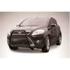 Кенгурятник 57 мм высокий с двумя перемычками чёрный для Ford Kuga 2008-2013