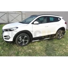 Пороги труба с накладками 76 мм для Hyundai Tucson 2015-2018