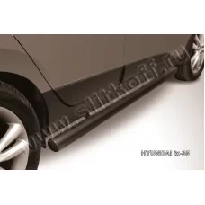 Пороги труба 76 мм чёрная для Hyundai ix35 2010-2015