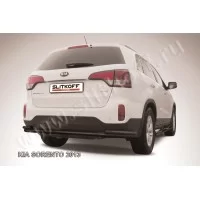 Защита заднего бампера двойная 57-42 мм чёрная для Kia Sorento 2012-2015