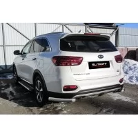 Защита задняя уголки 57 мм серебристые для Kia Sorento Prime 2018-2020