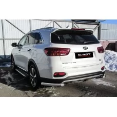 Защита задняя уголки 57 мм серебристые для Kia Sorento Prime 2018-2020