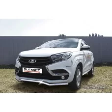 Защита переднего бампера 42 мм волна серебристая для Lada XRay 2016-2022