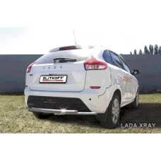 Защита заднего бампера двойная 42-42 мм для Lada XRay 2016-2022