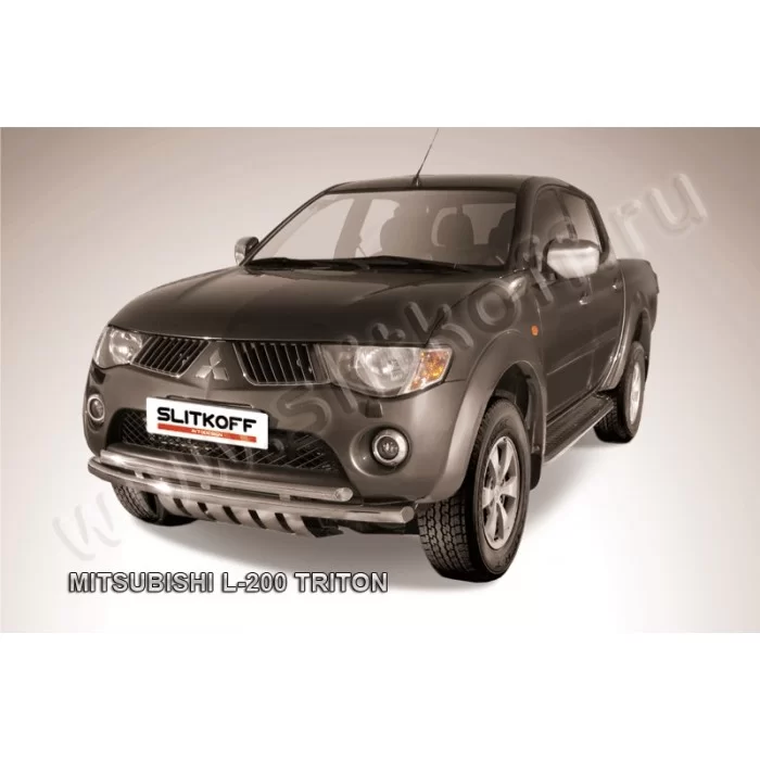 Защита передняя двойная 57-57 мм для Mitsubishi L200 2006-2015 артикул ML009