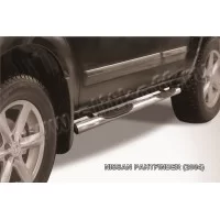 Пороги труба с накладками 76 мм серебристая для Nissan Pathfinder 2004-2009