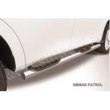 Пороги труба с накладками 76 мм для Nissan Patrol 2010-2024