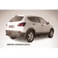Защита заднего бампера двойная 57-42 мм чёрная для Nissan Qashqai 2010-2014