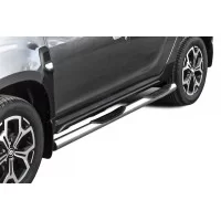 Пороги труба с проступью 76 мм серебристая для Renault Duster 2021-2024