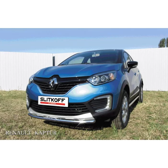 Защита переднего бампера 42 мм с надписью для Renault Kaptur 4WD 2016-2022 артикул RK4WD001