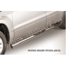 Пороги труба с накладками 76 мм серебристая для Suzuki Grand Vitara 2012-2015