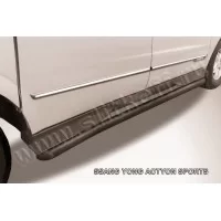Пороги труба 76 мм с гибами чёрная для SsangYong Actyon Sports 2012-2015