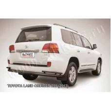 Защита заднего бампера двойная 76-42 мм чёрная для Toyota Land Cruiser 200 2013-2015