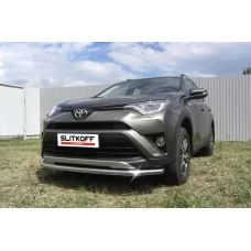 Защита переднего бампера 57 мм серебристая для Toyota RAV4 2015-2019