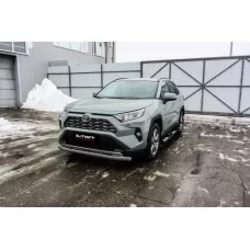 Защита переднего бампера 57 мм серебристая для Toyota RAV4 2019-2024