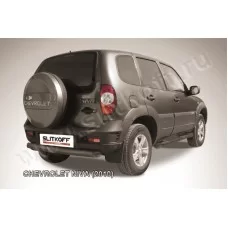 Защита заднего бампера 76 мм радиусная чёрная для Chevrolet Niva 2009-2020