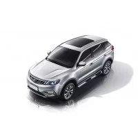 Защита заднего бампера 76 мм с проступями серебристая для Geely Atlas 2018-2022