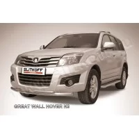Защита передняя двойная 57-42 мм радиусная для Great Wall Hover H3 2010-2014