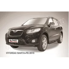 Защита переднего бампера 57 мм чёрная для Hyundai Santa Fe 2010-2012
