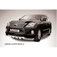Защита передняя двойная 76-76 мм с профильной ЗК для Lexus LX-570 2012-2024