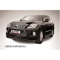 Защита передняя двойная 76-57 мм чёрная для Lexus LX-570 2012-2024