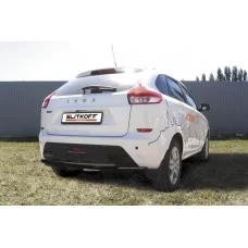 Защита заднего бампера двойная 42-42 мм чёрная для Lada XRay 2016-2022