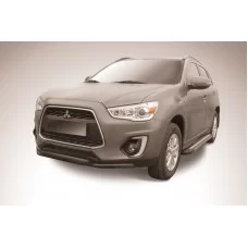 Защита передняя двойная 57-42 мм чёрная для Mitsubishi ASX 2013-2016
