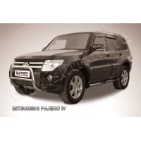 Кенгурятник 57 мм низкий серебристый для Mitsubishi Pajero 4 2006-2024