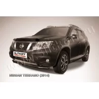 Защита переднего бампера 57 мм чёрная для Nissan Terrano 2014-2024