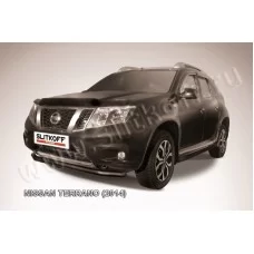 Защита переднего бампера 57 мм чёрная для Nissan Terrano 2014-2024