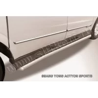 Пороги труба 76 мм с гибами серебристая для SsangYong Actyon Sports 2012-2015