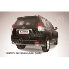 Защита заднего бампера двойная 76-42 мм серебристая для Toyota Land Cruiser Prado 150 2009-2013