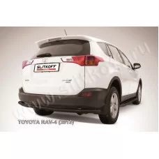 Защита заднего бампера 57 мм длинная чёрная для Toyota RAV4 2013-2015