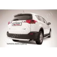 Защита заднего бампера 76 мм радиусная серебристая для Toyota RAV4 2013-2015