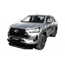 Защита передняя двойная 76-57 мм чёрная для Toyota Hilux 2020-2024
