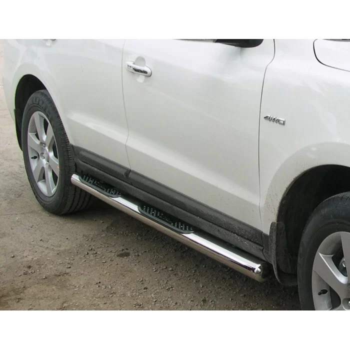 Пороги труба с накладками 76 мм для Kia Sorento 2006-2009 артикул KST_2