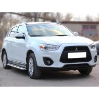 Пороги с площадкой алюминиевый лист 60 мм для Mitsubishi ASX 2010-2016